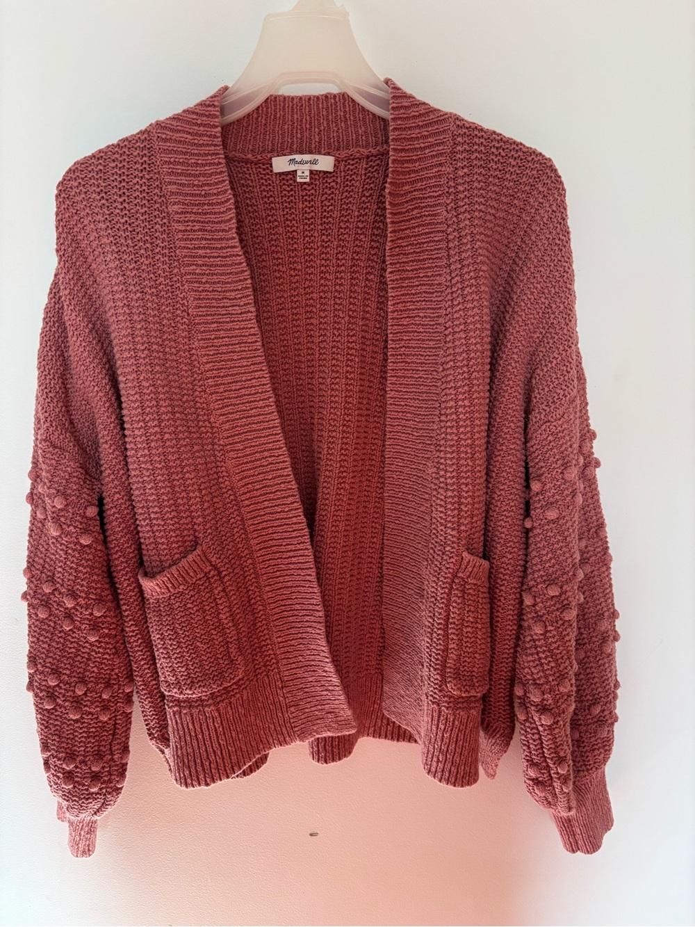 Madewell Open-Front Chunky Knit Cardigan - Dusty Rose